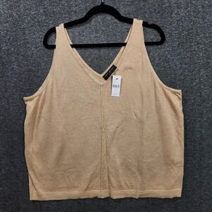 NWT Lane Bryant Linen Blend Sleeveless Tank Top Shirt Womens Plus Sz 22/24 Brown